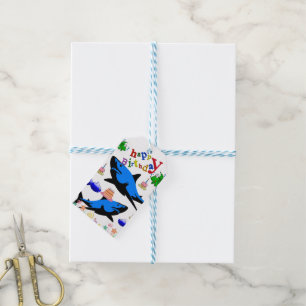 Happy Birthday Gift Labels Sharks Fish Cadeaulabel