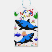 Happy Birthday Gift Labels Sharks Fish Cadeaulabel (Voorkant)