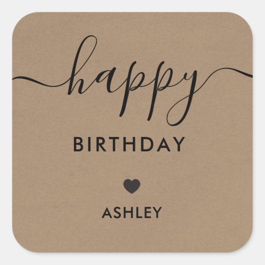 Happy Birthday Gift Labels, Verjaardag Labels, Kra Vierkante Sticker (Voorkant)