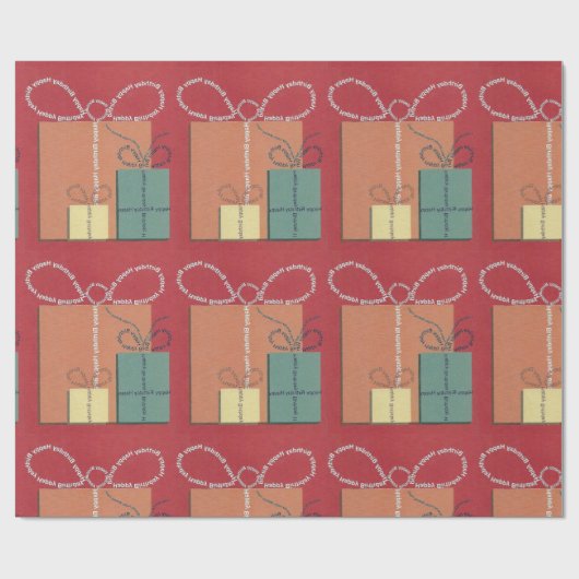 Happy BIrthday Gift met Bow Cadeaupapier (Vlak)