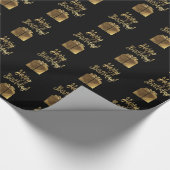 Happy Birthday Gift Pattern Black Gold Typografie Cadeaupapier (Hoek)