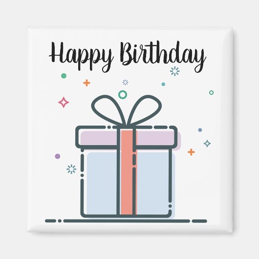 Happy Birthday Gift Square Magnet (Voorkant)