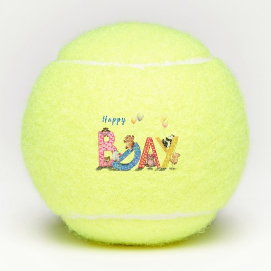 Happy Birthday Gift Tennisballen Baby Beren Party (Voorkant)