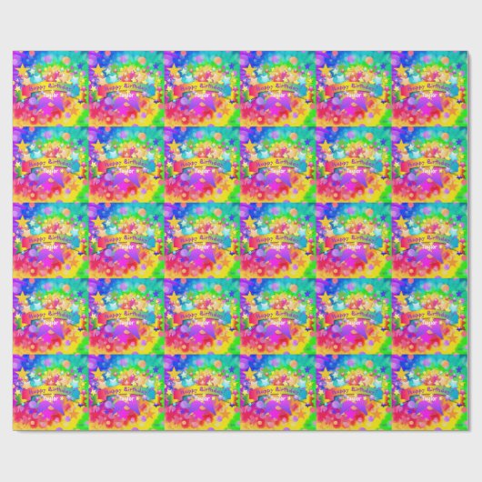 Happy Birthday Gift Wrap Rainbow HAMbyWG Cadeaupapier (Vlak)