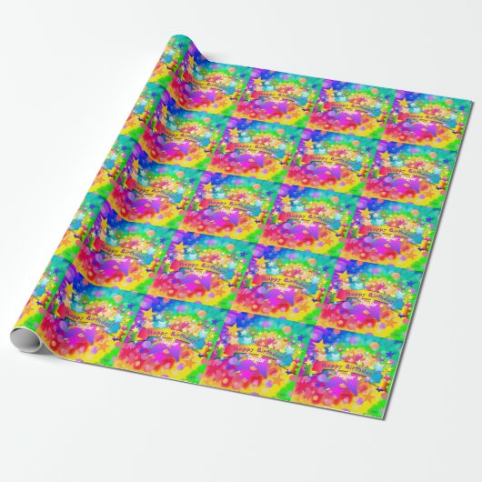 Happy Birthday Gift Wrap Rainbow HAMbyWG Cadeaupapier (Uitgerold)