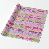 Happy Birthday Gift Wrap voor meisjes Cadeaupapier (Uitgerold)