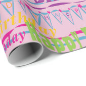Happy Birthday Gift Wrap voor meisjes Cadeaupapier (Rol Hoek)