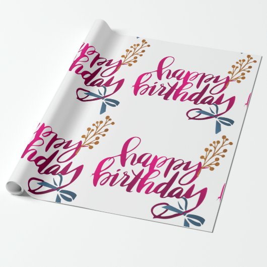 Happy Birthday Gift wrapping Cadeaupapier (Uitgerold)