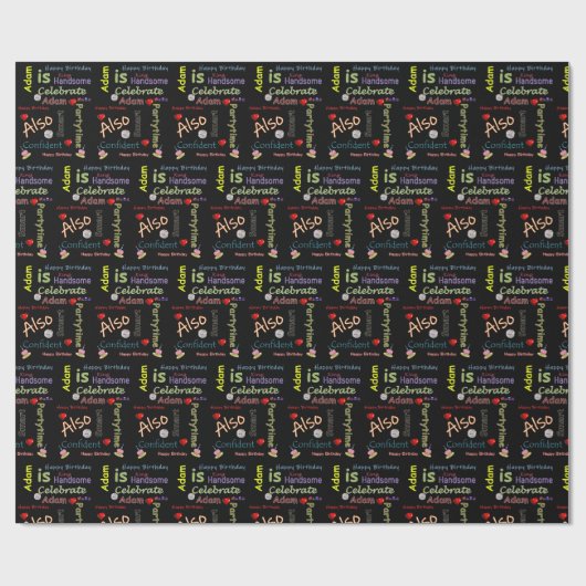 Happy Birthday Gift Wrapping Paper Adam Cadeaupapier (Vlak)
