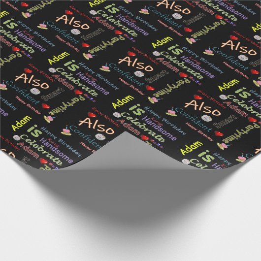 Happy Birthday Gift Wrapping Paper Adam Cadeaupapier (Hoek)