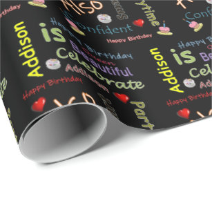 Happy Birthday Gift Wrapping Paper Addison Cadeaupapier