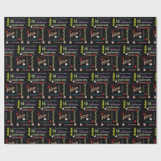 Happy Birthday Gift Wrapping Paper Aidan Cadeaupapier (Vlak)