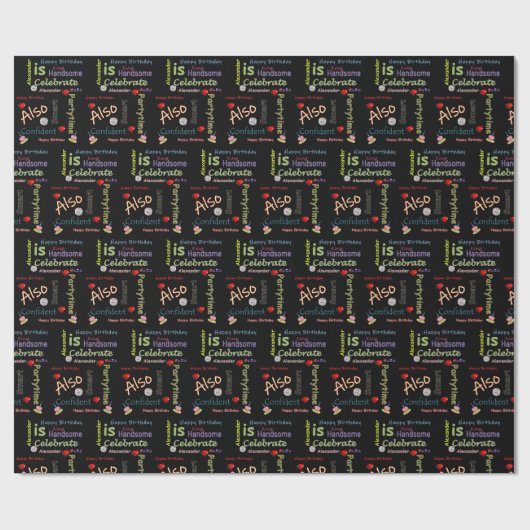 Happy Birthday Gift Wrapping Paper Alexander Cadeaupapier (Vlak)