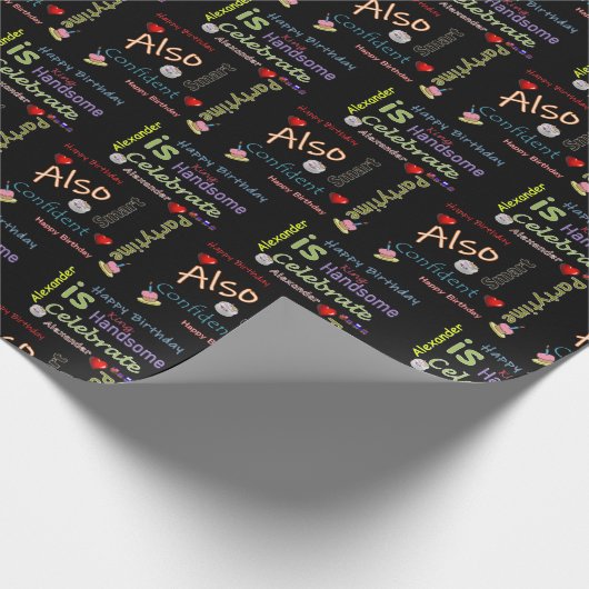 Happy Birthday Gift Wrapping Paper Alexander Cadeaupapier (Hoek)