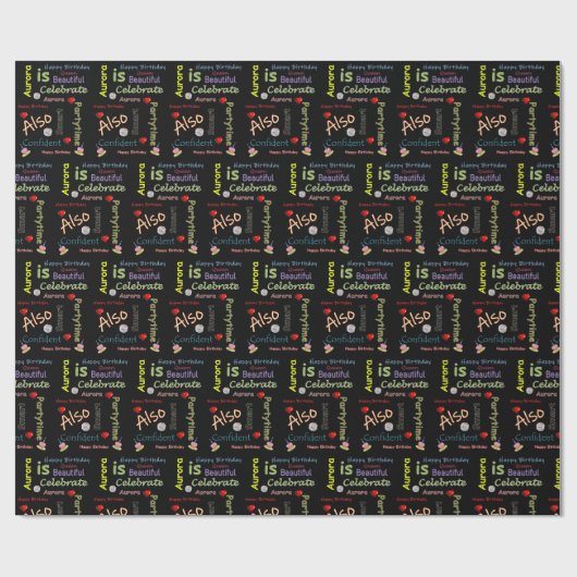 Happy Birthday Gift Wrapping Paper Aurora Cadeaupapier (Vlak)