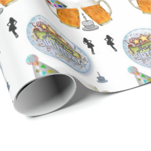 Happy Birthday Gift Wrapping Paper Beer Cadeaupapier