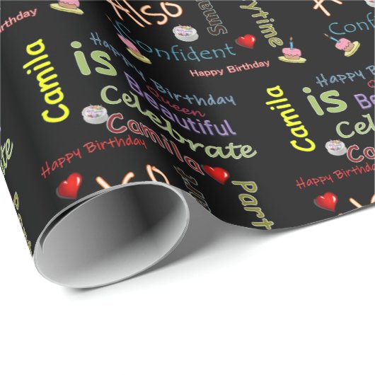 Happy Birthday Gift Wrapping Paper Camila Cadeaupapier (Rol Hoek)