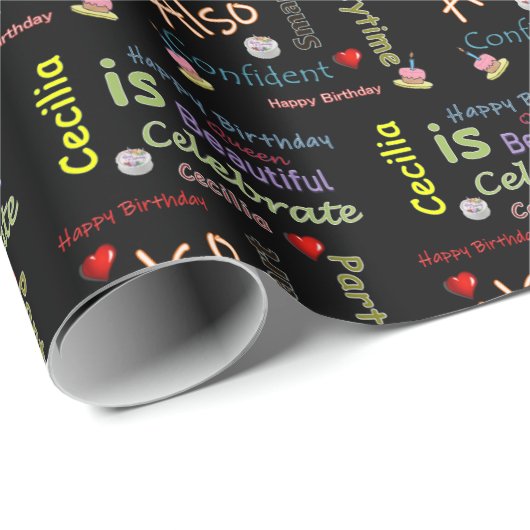 Happy Birthday Gift Wrapping Paper Cecilia Cadeaupapier (Rol Hoek)