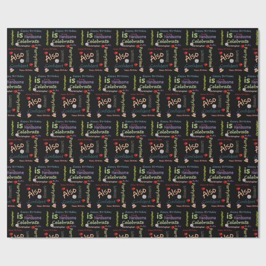 Happy Birthday Gift Wrapping Paper Christopher Cadeaupapier (Vlak)
