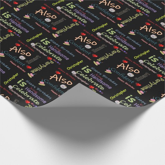Happy Birthday Gift Wrapping Paper Christopher Cadeaupapier (Hoek)