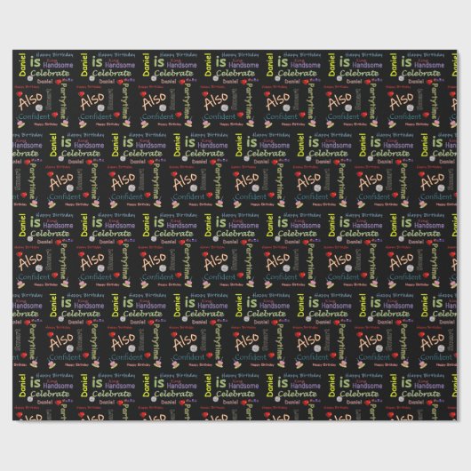 Happy Birthday Gift Wrapping Paper Daniel Cadeaupapier (Vlak)