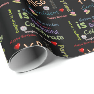 Happy Birthday Gift Wrapping Paper Daughter in law Cadeaupapier
