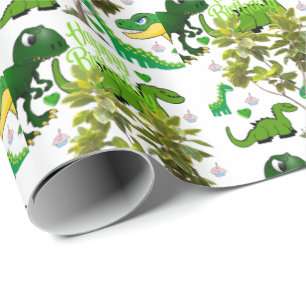 Happy Birthday Gift Wrapping Paper Dinosaur Cadeaupapier