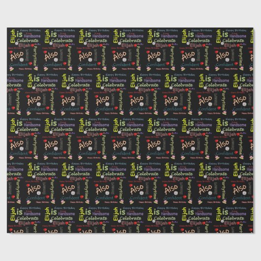 Happy Birthday Gift Wrapping Paper Elijah Cadeaupapier (Vlak)