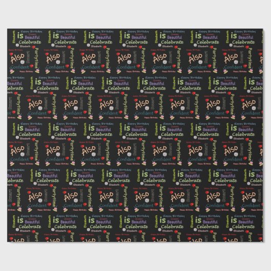Happy Birthday Gift Wrapping Paper Elizabeth Cadeaupapier (Vlak)