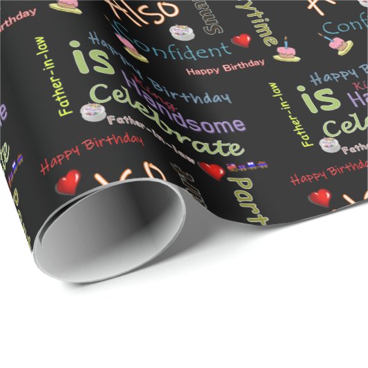 Happy Birthday Gift Wrapping Paper Father in law Cadeaupapier (Rol Hoek)