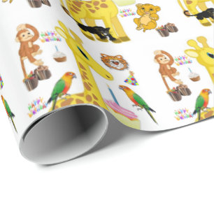 Happy Birthday Gift Wrapping Paper Giraffe Cadeaupapier