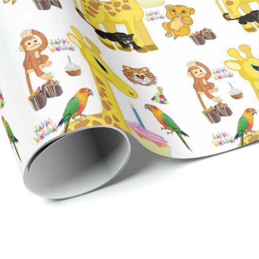 Happy Birthday Gift Wrapping Paper Giraffe Cadeaupapier (Rol Hoek)