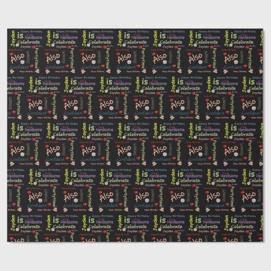 Happy Birthday Gift Wrapping Paper Jayden Cadeaupapier (Vlak)