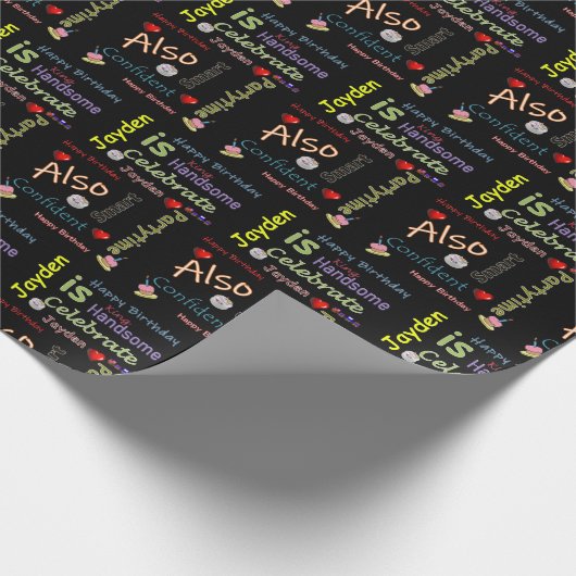 Happy Birthday Gift Wrapping Paper Jayden Cadeaupapier (Hoek)