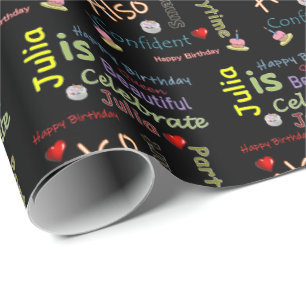 Happy Birthday Gift Wrapping Paper Julia Cadeaupapier