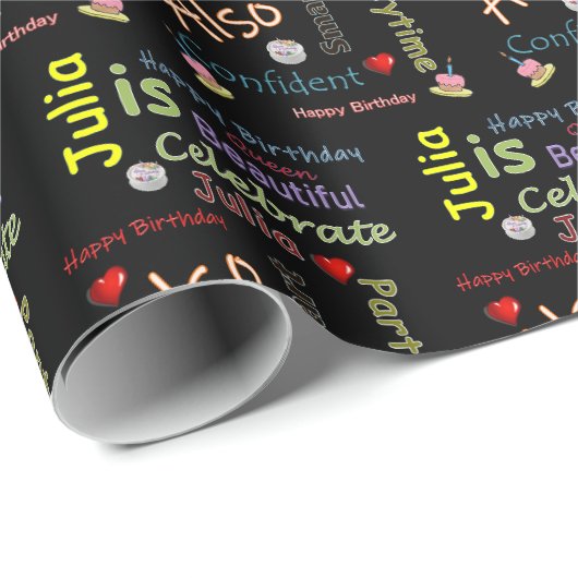Happy Birthday Gift Wrapping Paper Julia Cadeaupapier (Rol Hoek)