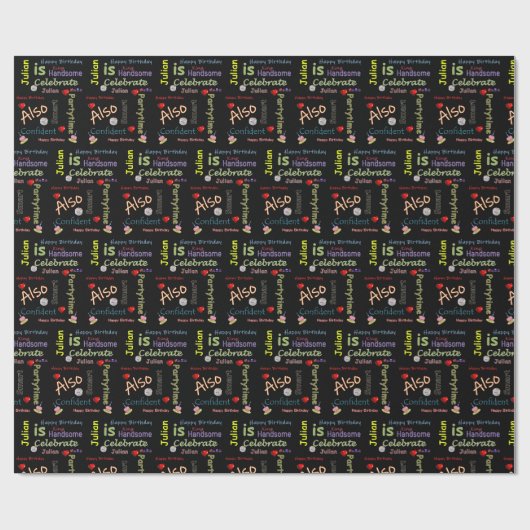 Happy Birthday Gift Wrapping Paper Julian Cadeaupapier (Vlak)