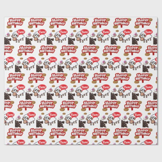 Happy Birthday Gift Wrapping Paper Lamb Cadeaupapier (Vlak)