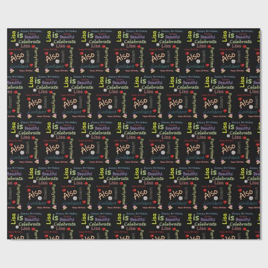 Happy Birthday Gift Wrapping Paper Lisa Cadeaupapier (Vlak)