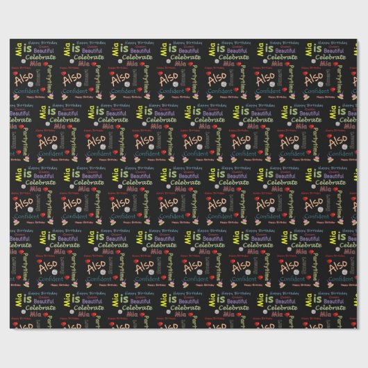 Happy Birthday Gift Wrapping Paper Mia Cadeaupapier (Vlak)