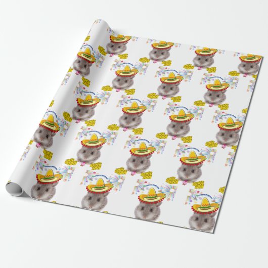 Happy Birthday Gift Wrapping Paper Mice Cadeaupapier (Uitgerold)