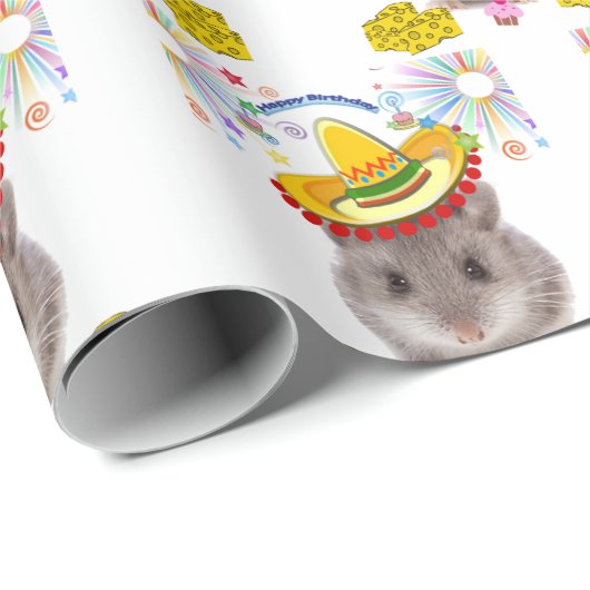 Happy Birthday Gift Wrapping Paper Mice Cadeaupapier (Rol Hoek)