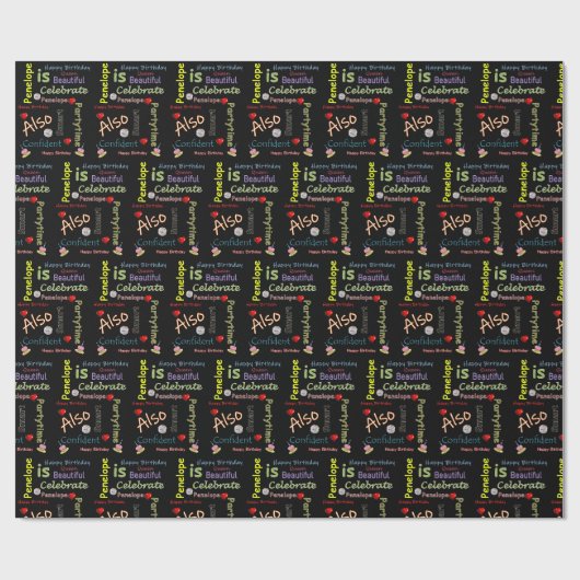 Happy Birthday Gift Wrapping Paper Penelope Cadeaupapier (Vlak)