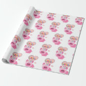 Happy Birthday Gift Wrapping Paper Pink Pig Cadeaupapier (Uitgerold)