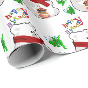 Happy Birthday Gift Wrapping Paper Polar Beer Cadeaupapier