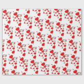 Happy Birthday Gift Wrapping Paper Red Hearts Cadeaupapier (Vlak)