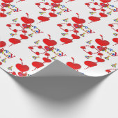 Happy Birthday Gift Wrapping Paper Red Hearts Cadeaupapier (Hoek)