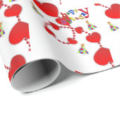 Happy Birthday Gift Wrapping Paper Red Hearts Cadeaupapier (Rol Hoek)