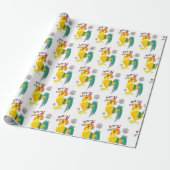Happy Birthday Gift Wrapping Paper Rooster Cadeaupapier (Uitgerold)