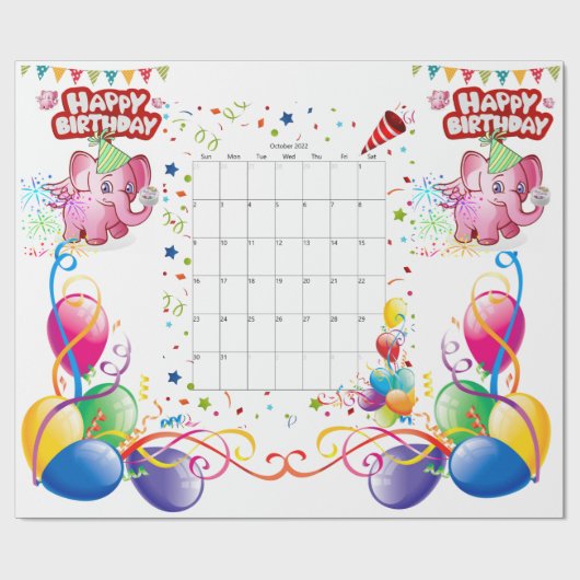 Happy Birthday Gift Wrapping Paper roze okt. Cadeaupapier (Vlak)